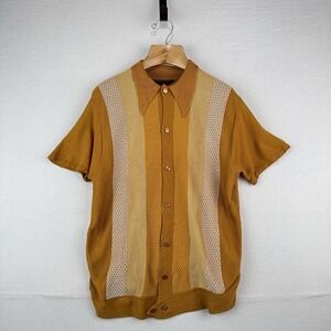 60's Vintage Antonio Basso Clubman Knit Polo Shirt Dagger Collar Made USA Mens L
